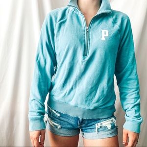 Teal pink quarter zip